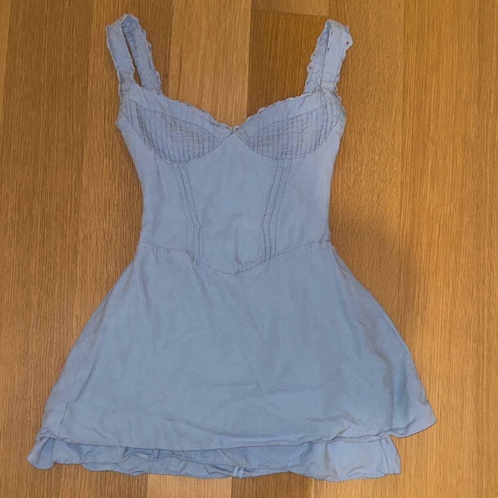 House of CB Tilly Pintuck Mini Dress in Blue - Picture 2 of 4